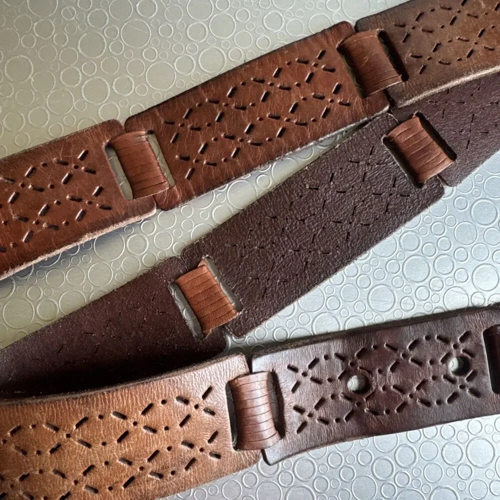 Vintage The Buckle Brown Leather Cutout Belt  Womens L Style GH9173 Western